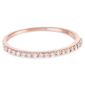 14K Solid Gold 1.5MM CZ Stackable Half Eternity Wedding Band OR Anniversary Ring - Picture 1 of 13