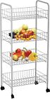 4 Tier Fruits and Vegetables Storage Rack Steel Kitchen Holder , White