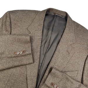 CANALI Sport Coat 48 L Wool Herringbone Blazer Brown Made In ITALY 2 Button - Picture 1 of 16