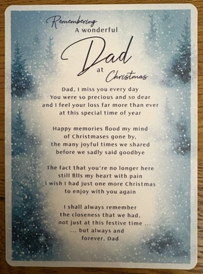 Remembering Wonderful Dad at Christmas In Loving Memory Graveside Memorial Card - Image 1 of 2