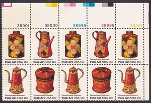 Scott #1778a Folk Art (Pennsylvania Toleware) Plate Block of 10 Stamps - MNH UR - Picture 1 of 1
