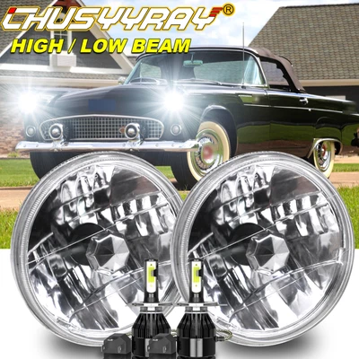Faro LED redondo de 7 pulgadas Halo DRL para Ford Thunderbird 1955-1958 Deluxe 1939-51 Foto 1 de 4