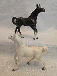 Vintage Lefton White & Black Porcelain Ceramic Horse Figurine 6 " tall of 2 - Picture 1 of 12