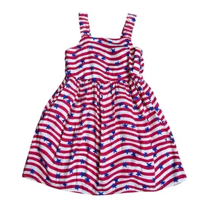 Vestido de niña Cat & Jack XS (4/5) a rayas sin mangas solero patriótico estrellas de Estados Unidos - Imagen 1 de 8