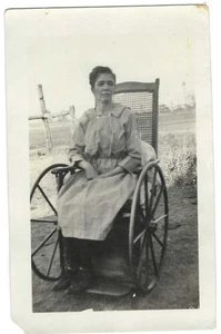 Vintage Vernacular Snapshot 1920's Era Woman in Wheelchair - Picture 1 of 1