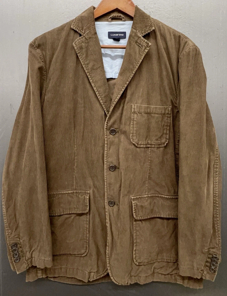 Casaco esportivo Lands End masculino M marrom veludo blazer jaqueta Preppy Academia - Imagem 1 de 4