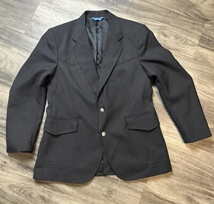Pendleton Jacket Black Wool Blend Blazer Sport Jacket Brass Buttons USA 42 - Picture 1 of 9