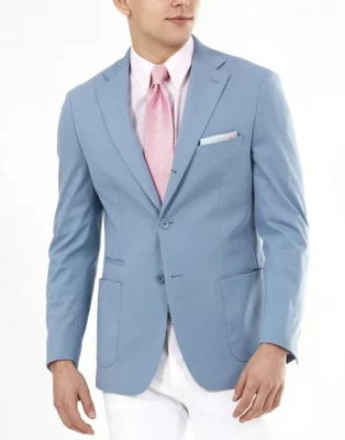 Tallia 男式修身棉混纺西装外套 - XL 码 - 浅蓝色 — 第 1/4 张图片