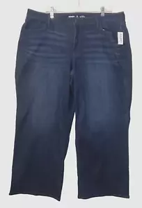 Old Navy Jeans Womens 20 x 29 Short High-Rise Wow Wide Leg Blue Dark Wash NEW - Picture 1 of 6