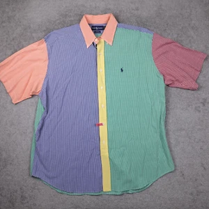 Ralph Lauren Shirt Mens XL Color Block Check Short Sleeve Button Up Blake - Picture 1 of 10