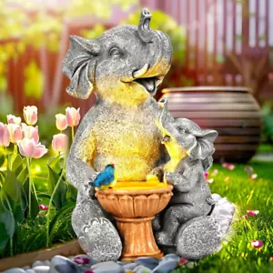 Solar Garden Statues Loving Elephant Garden Decor Lights for outside Yard Decora - Picture 1 of 9