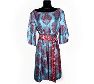 Vestido Lilly Pulitzer 12 Shift Azul Seda Multi Medallón 2 Cinturones - Imagen 1 de 8