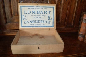 Antique French Paris Lombart Chocolate Box Wood Chocolat Advertising Box - Picture 1 of 5