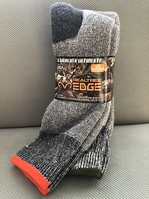 REALTREE Carolina Ultimate 2 Pair Men's Socks Merino Wool Blend Size 9-13 NEW - Image 1 of 4
