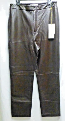 Pantalón Margaret Godfrey 100% Cuero Pierna Recta Marrón Chocolate Talla 14 Foto 1 de 4