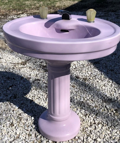 Vintage Oval Standard Lavender /Lilac Porcelain Pedestal Sink Cover