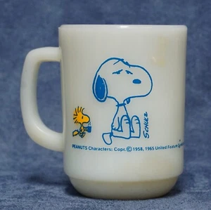 Peanuts Fire King Snoopy Woodstock I'm Not Wert a Thing Before Kaffeepause Becher - Bild 1 von 4