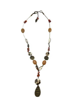 Vintage Coldwater Creek Orange Aventurine Red Coral Y Drop Pendant Necklace 22" - Image 1 of 4