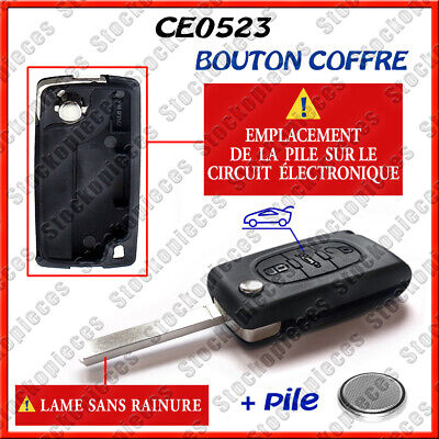 Plip Cle Coque Clef Boitier Compatible Peugeot Coffre 207 307 308 407 CE0523 Va2 • 6.95€
