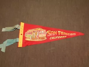 VINTAGE CLOTH PENNANT 11" LONG SAN FRANCISCO CALIFORNIA CABLE CAR - Picture 1 of 5