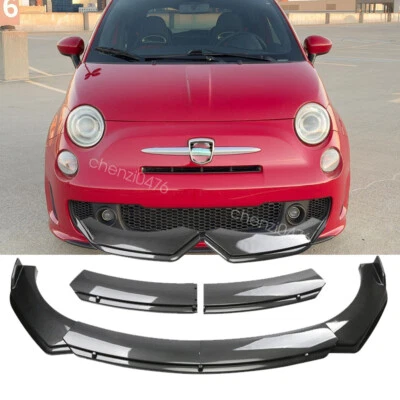 For Fiat 500 Abarth Front Bumper Lip Splitter Spoiler Kit Carbon Fiber Style Kit Foto 1 de 4