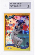 2002 TOPPS Chrome Gold Refractor Ichiro Suzuki BGS 9 Rookie Cup Card