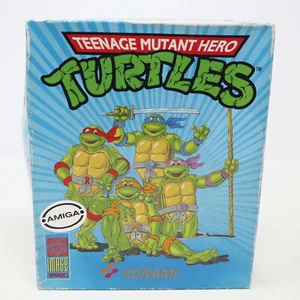 VINTAGE 1990 COMMODORE AMIGA CBM TEENAGE MUTANT HERO TURTLES TMHT GAME BOXED - Picture 1 of 10