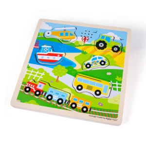 Rompecabezas de sonido temático de transporte de madera Bigjigs Toys, juguetes sensoriales - 6 piezas - Imagen 1 de 5