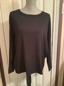 Lafayette 148 New York Crew Neck Long Sleeve Sweater Black Medium Viscose Blend - Picture 1 of 9