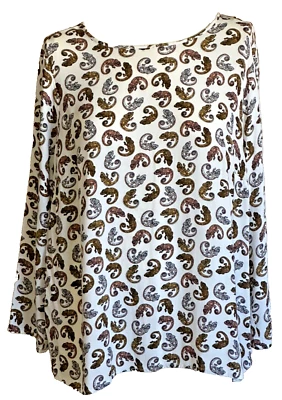 Blusa para mujer H&M diseño estampado de iguana marfil manga larga talla XL Foto 1 de 4