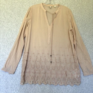 Esprit Womens Lightweight Embroidered Tunic Top Pale Pink Boho Resort Beachy 12 - Picture 1 of 15