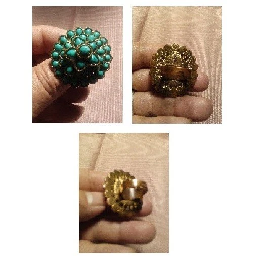 AMRITA SINGH Women's Hampton Carnation Cocktail Ring Turq 18K Gold Plate NWT 85  - Image 1 of 1