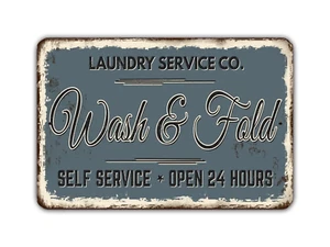 Laundry Service Wash and Fold sign Vintage Style - Picture 1 of 6