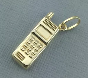 9ct Yellow Gold Mobile Phone Charm - Pendant - Picture 1 of 3