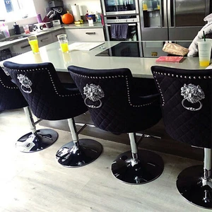 LUXUS Barhocker Barstuhl aus Samt Tresenhocker mit Lehne Drehbar Loungesessel DE - Bild 1 von 9