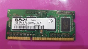 ELPIDA 1GB RAM MEMORY DDR3 PC3-8500S-7-10-AP 2Rx16 EBJ11UE6BASA-AE-E hp apple - Picture 1 of 2