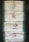 Vintage Hand Embroidered Tea Towels - Set of 4 - Days Of Week Chores
