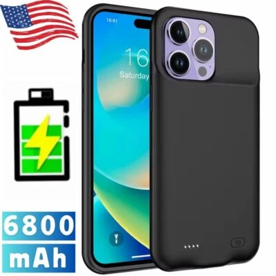 Battery Charger Case Power Bank Charging Cover For iPhone 16 15 14 13 12 11 Pro - Image 1 of 4