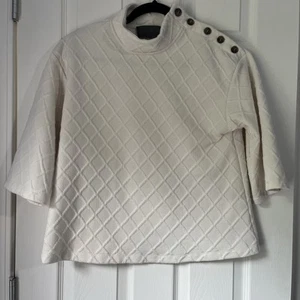 Sunday In Brooklyn Women Sm Shirt Top 3/4 Sleeve Mock Neck Button Pullover Knit - Picture 1 of 15