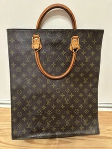 Louis Vuitton Tote Bag Monogram Sac Plat Brown Used Vintage - Picture 1 of 6