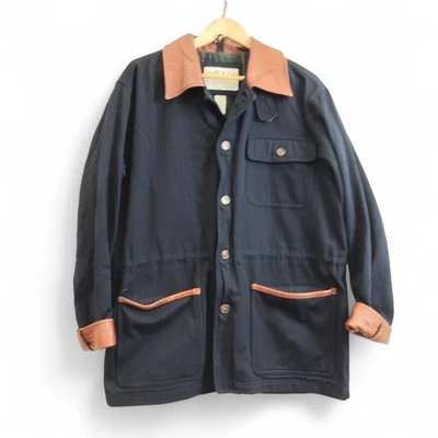Orvis Jacket Size Medium Navy Blue Brown Wool Lined Buttons Menswear- Preloved - Image 1 of 4