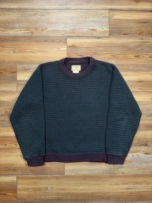 Vintage LL Bean Birds Eye Green Purple Heavy Wool Norway Sweater Men’s Medium - Image 1 of 4