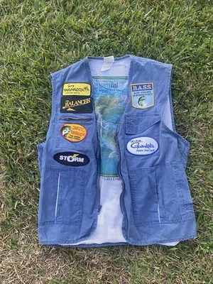 ВИНТАЖНЫЙ America Outback носить 80-х мужской заказ джинсовой ткани рыболовный жилет большой - Изображение 1 из 4