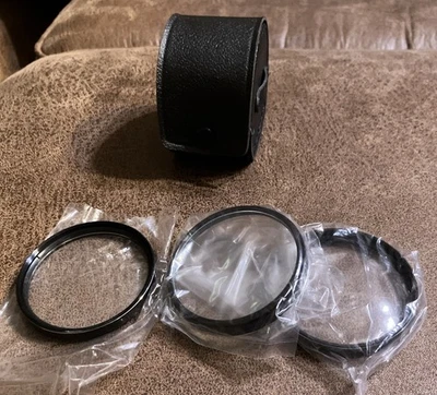 New Telesar 55mm Close-Up Macro Lenses ~ Set of 3 in Leather Case - Image 1 of 4