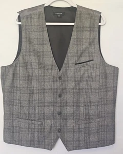 Mens Gray Wool Blend Plaid Pattern Vest 3 Pockets Sz XL by STRUCTURE - Picture 1 of 7