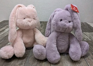 Aurora Purely Luxe Bunny Rabbits 2 Pieces Purple AND Pink Plush Stuffed Animals - Picture 1 of 24
