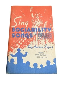 Vintage 1952 Sing Geselligkeit Liederbuch patriotisch Lagerfeuer Volk Bauernhof Büro - Bild 1 von 6
