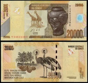 CONGO DEMOCRATIC REPUBLIC 20000 FRANCS (P104c) 2020 UNC - Picture 1 of 1
