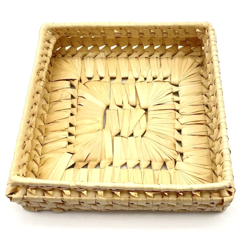 Woven Palm Basket Rectangle Ethnic Native Tribal Southwest Classic Dresser Cover