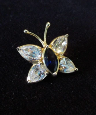 Judith Ripka 14k Butterfly Pin CZ Signed DQ 3/4" x 3/4" Tall 3 Grams NR - Image 1 of 3
